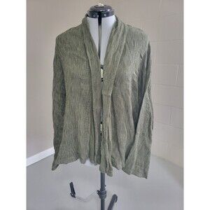 Pure Jill Womens Cardigan Sweater Open Front Long Sleeve Olive Size L Cotton